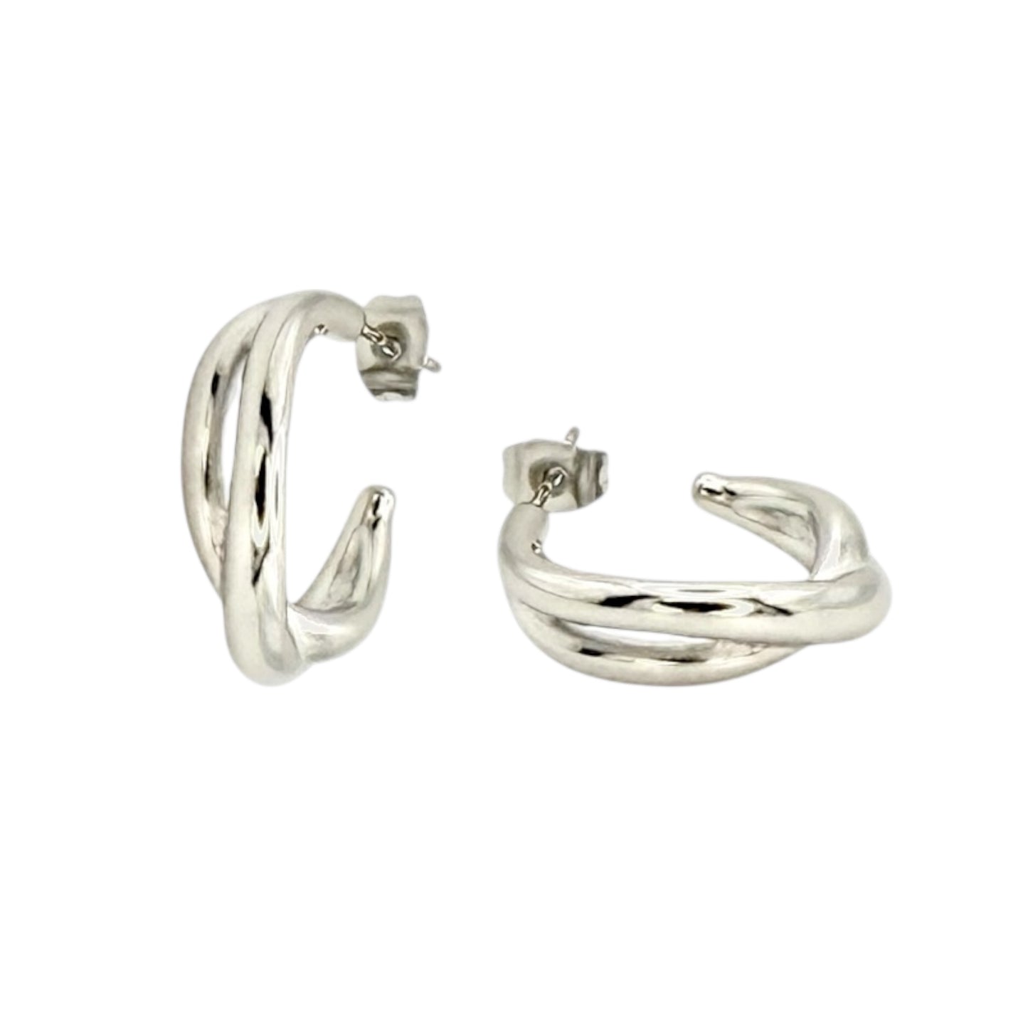 Elara Hoops Creolen aus Edelstahl Silber gedrehtes Design