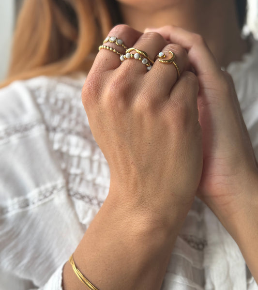 Nova Opal Ring – 18K vergoldeter Edelstahl mit Opal, wasserdicht