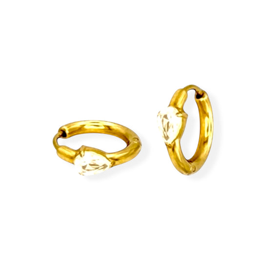 Lunara Hoops Creolen mit Zirkonia-Stein in Gold
