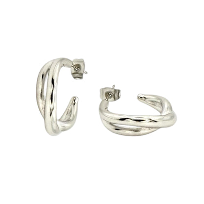 Elara Hoops Creolen aus Edelstahl Silber gedrehtes Design