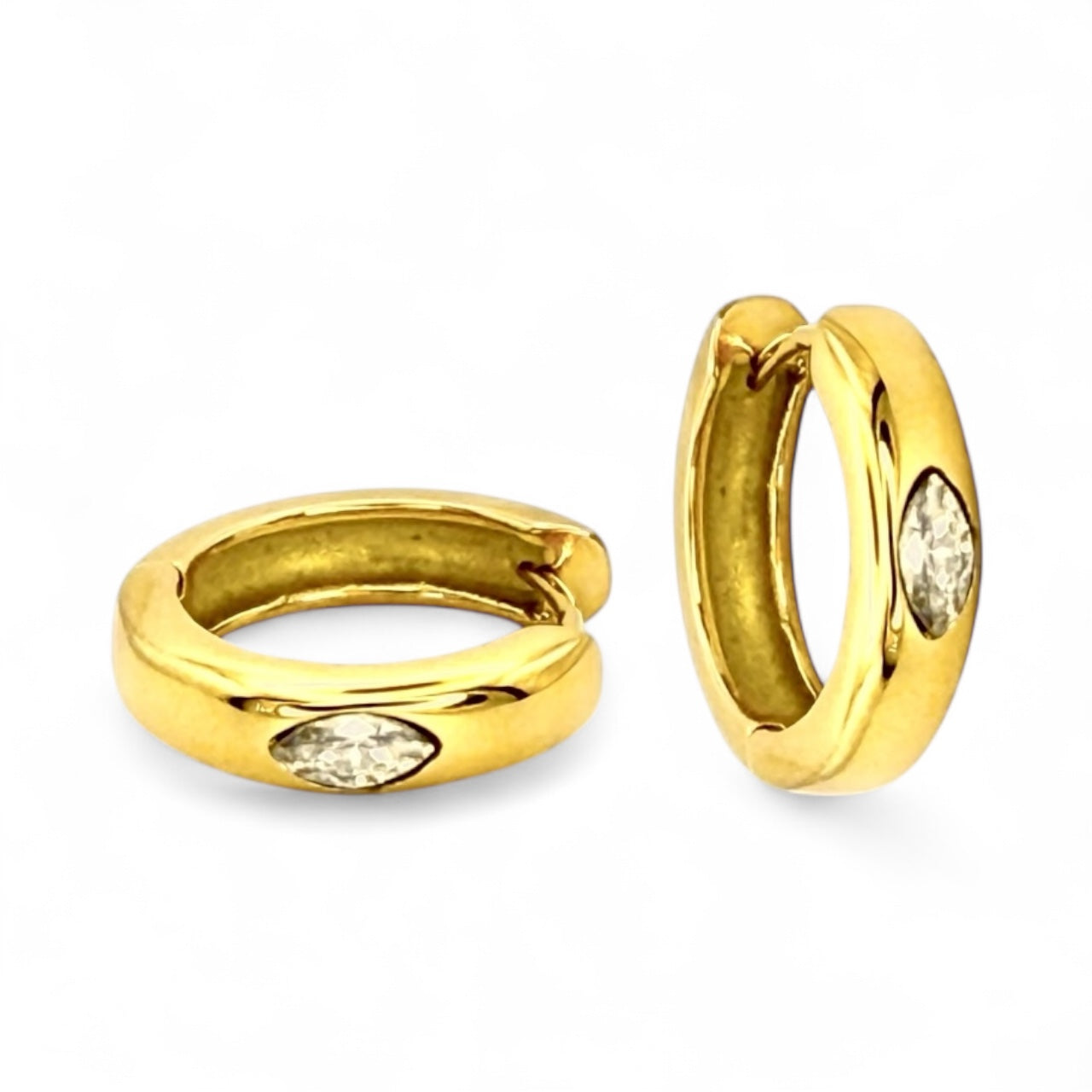 Lyra Hoops Creolen aus 18K vergoldetem Edelstahl mit klarem Stein